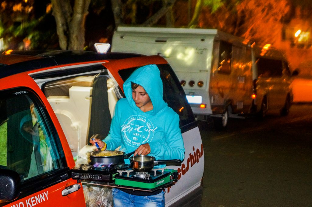 Cooking in a camper van