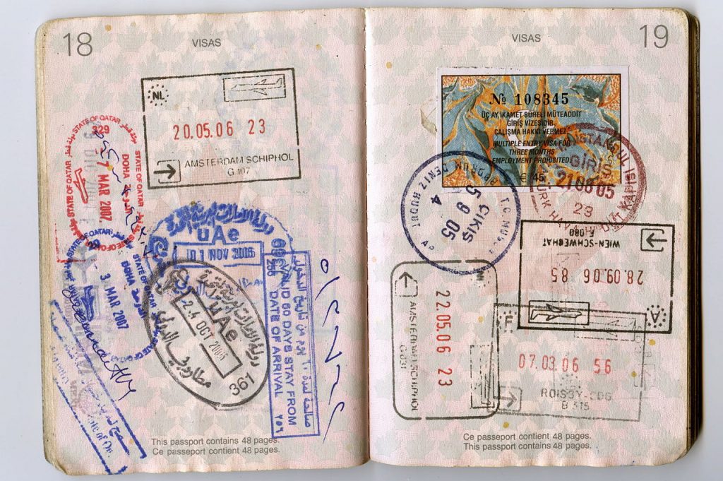 International Passport Stamps Pages 18-19