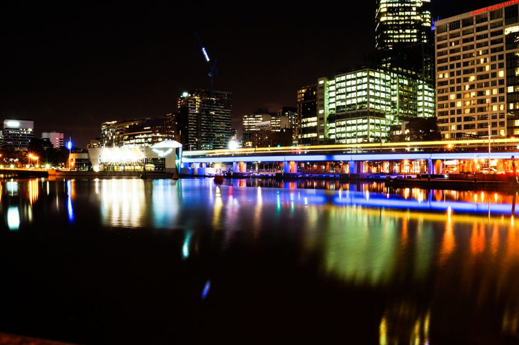 Melbourne's nighttime cityscape